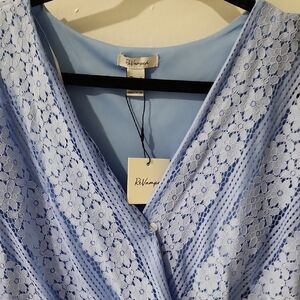 Revamped Powder Blue Floral Lace V-Neck Dress